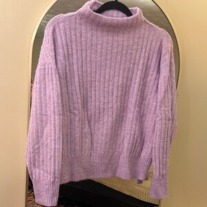 LOFT Lilac Ribbed Mock Turtleneck Sweater